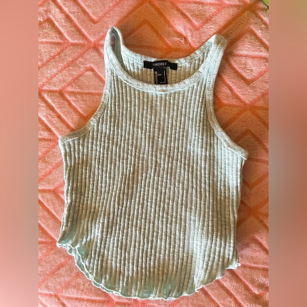 Forever 21 Women's Ribbed Tank Top - Light Blue